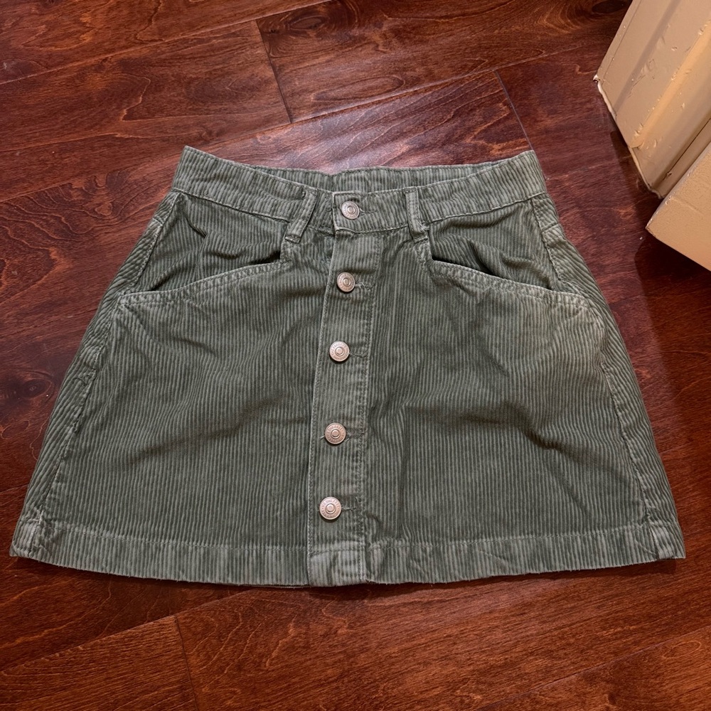 Free people Green Corduroy Skater Skirt